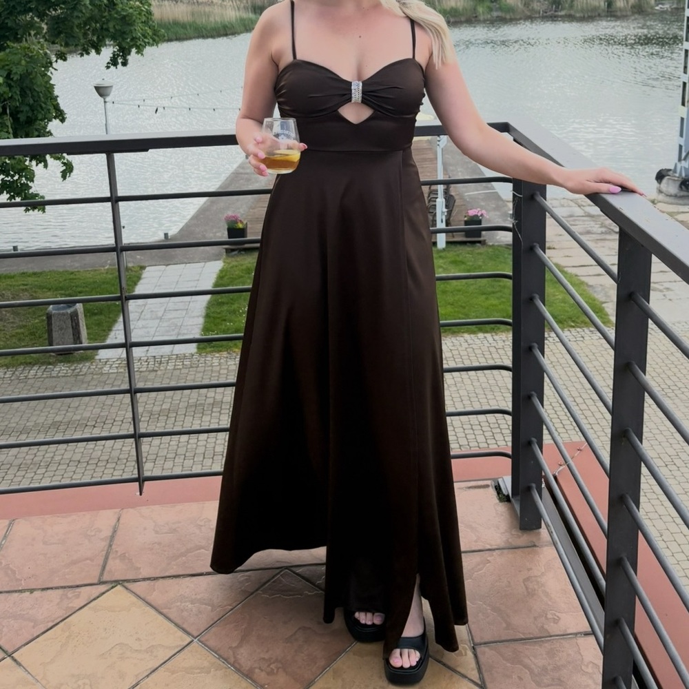 Macy's Elegant Brown Maxi Dress